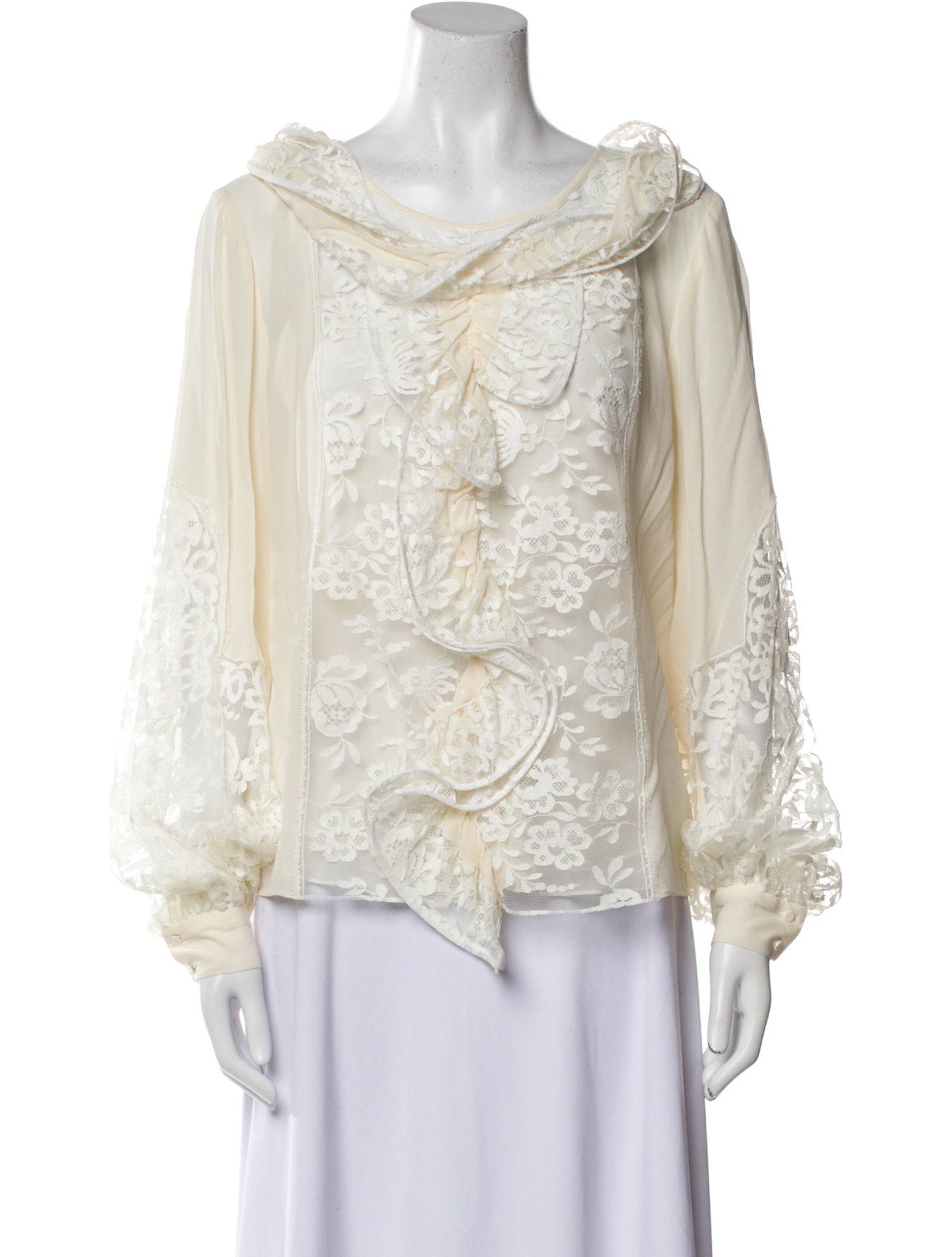 Oscar de la Renta Silk Cowl Neck Blouse