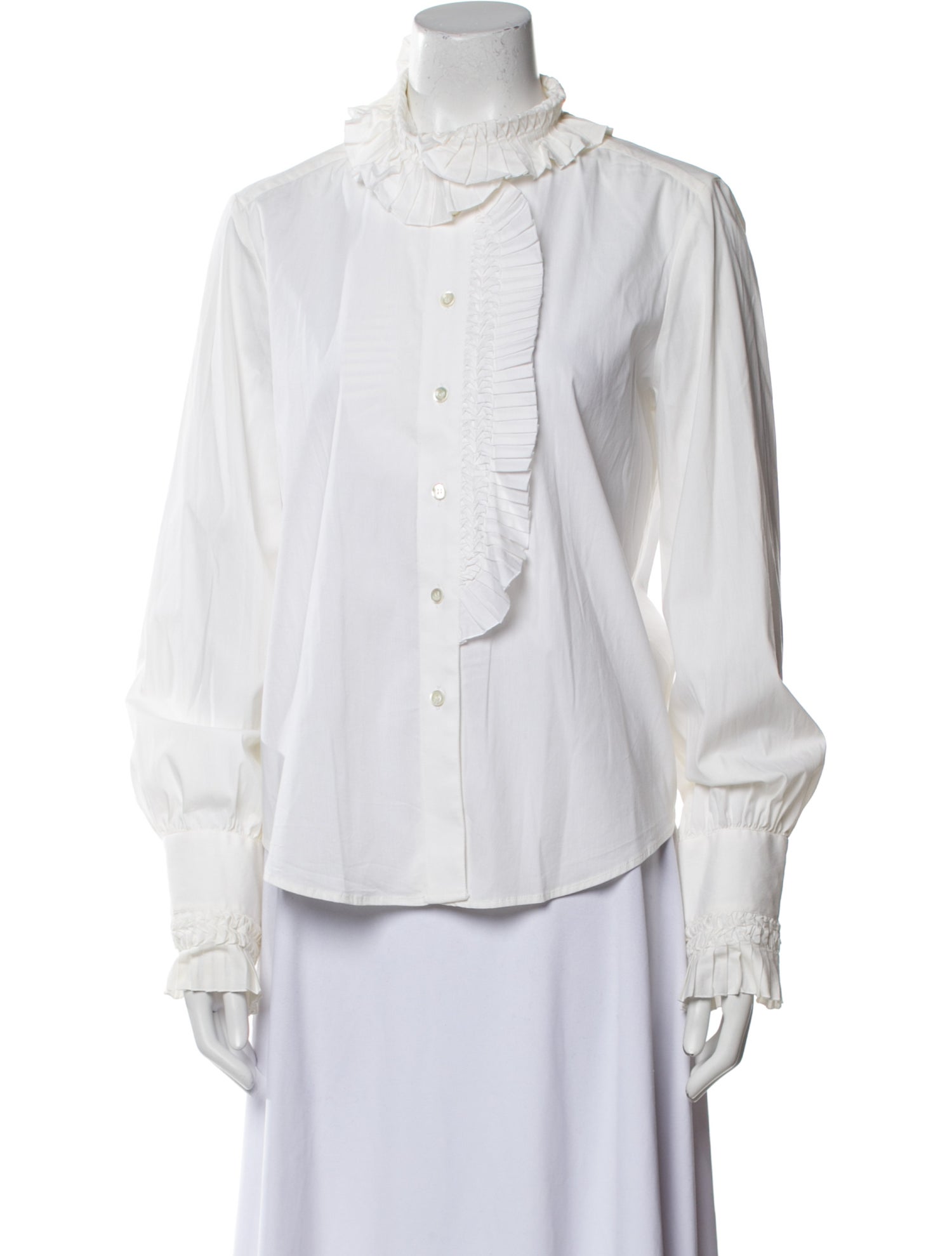 Oscar de la Renta Long Sleeve Button-Up Top
