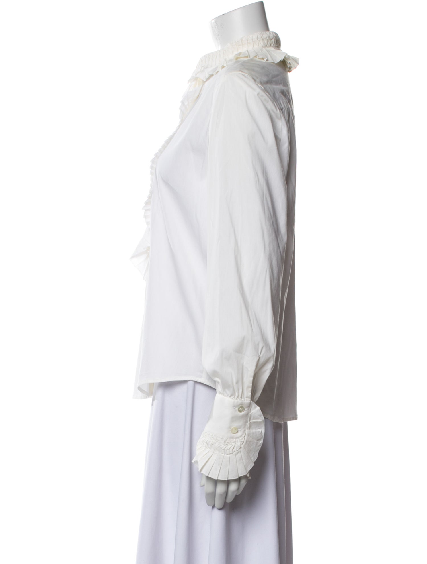 Oscar de la Renta Long Sleeve Button-Up Top