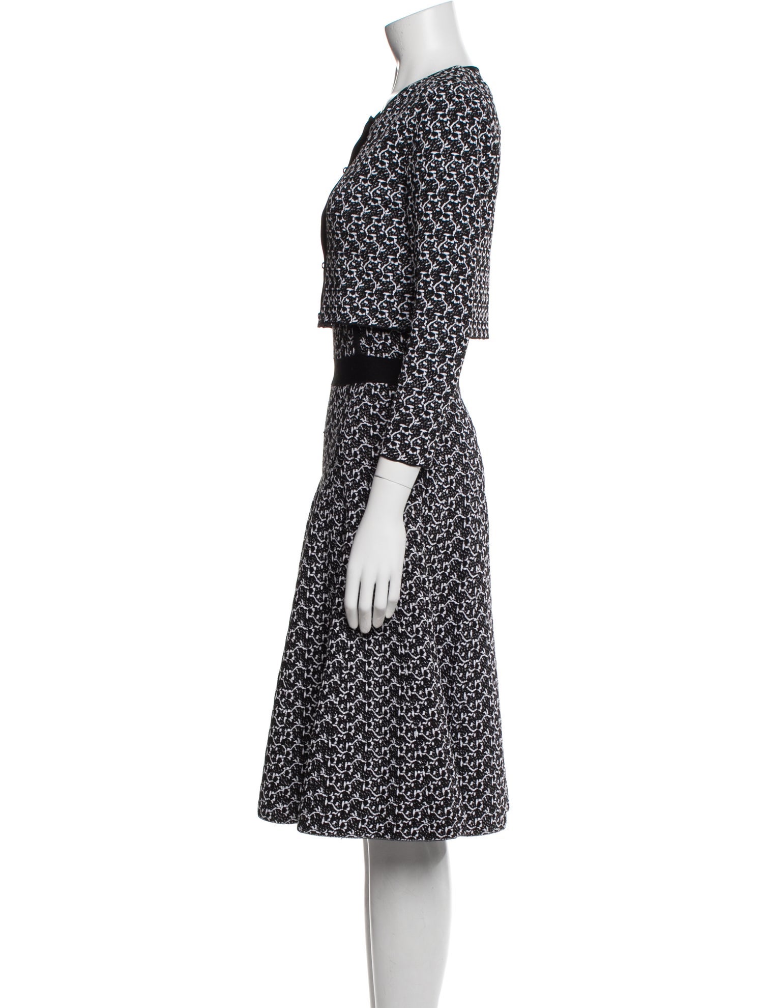 Oscar de la Renta Printed Ruffle Embellishment Dress Set