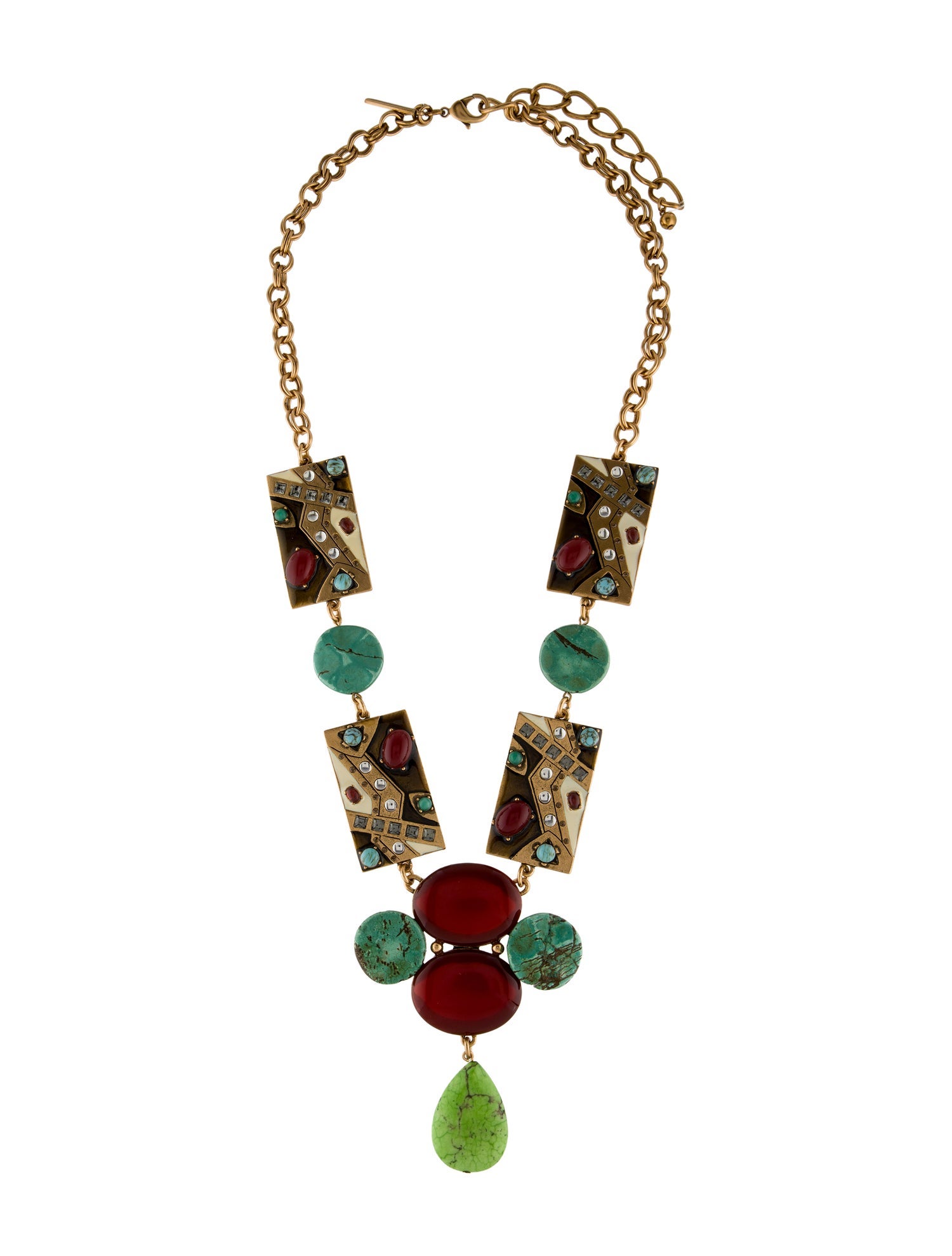 Oscar de la Renta Crystal, Resin & Enamel Geometric Collar Necklace