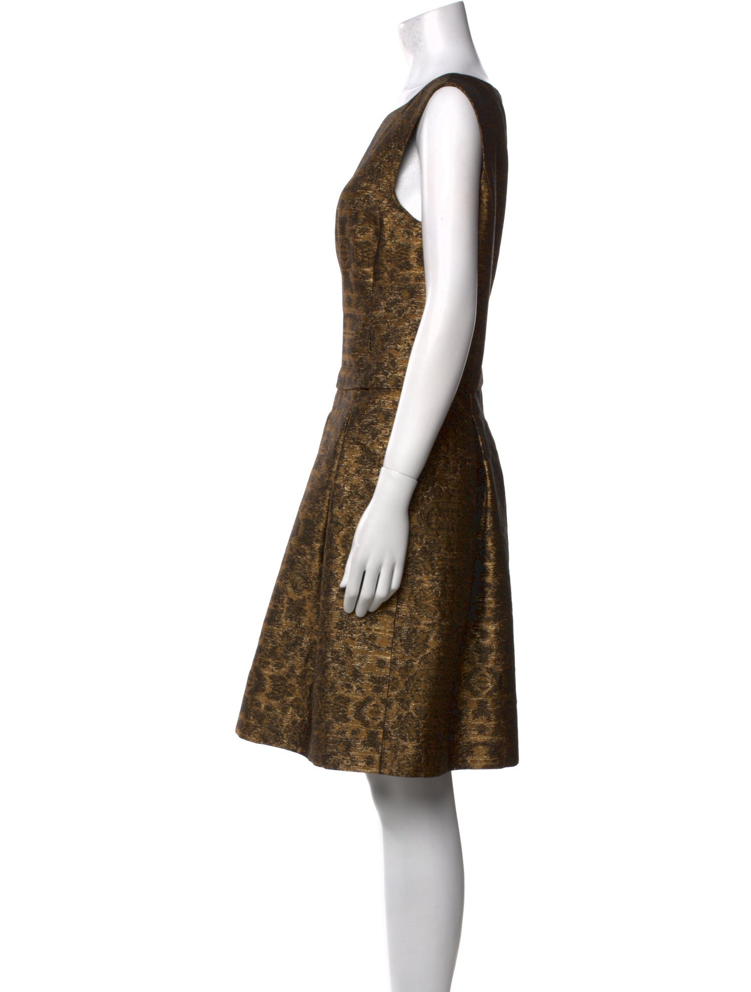 Oscar de la Renta Bateau Neckline Knee-Length Dress