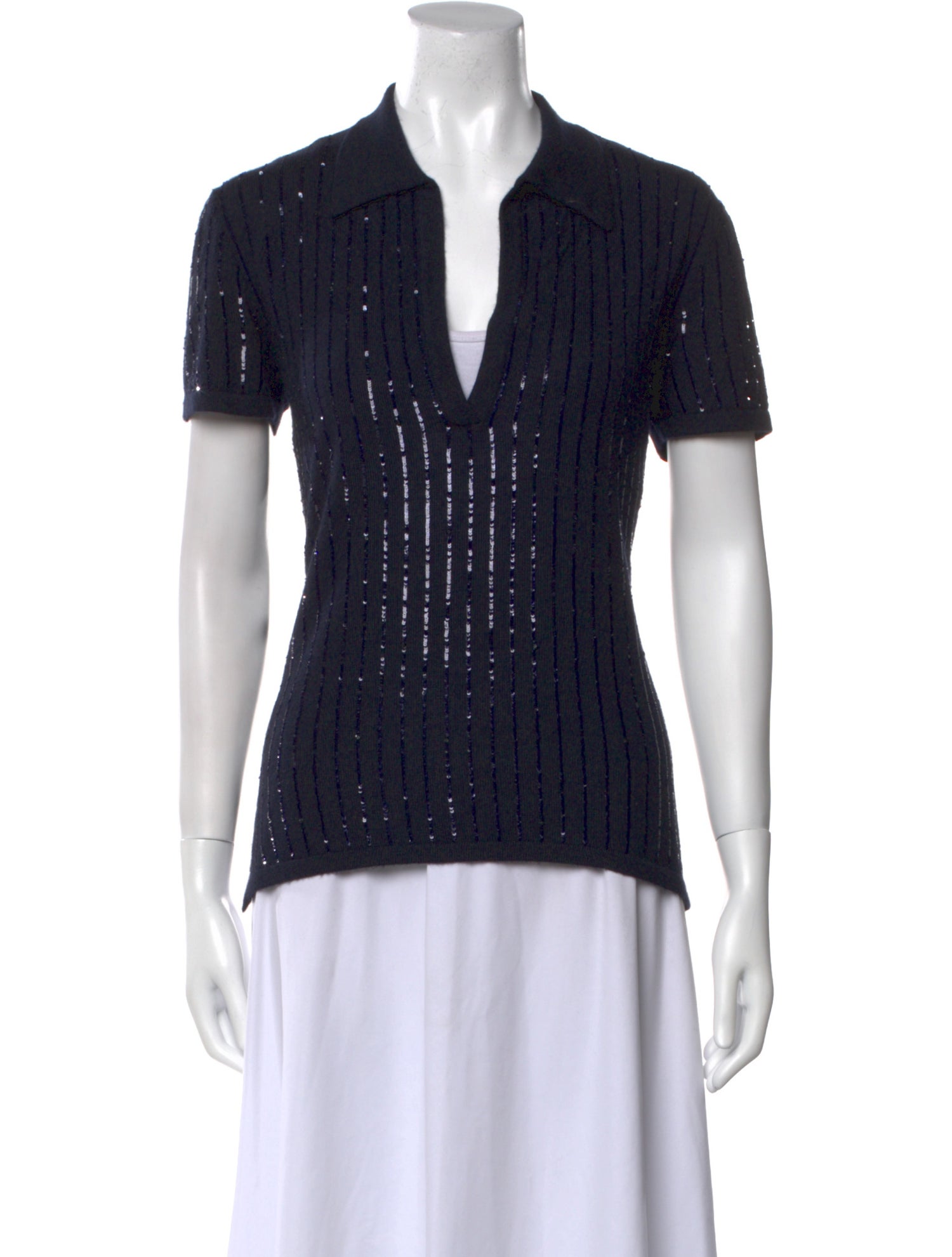 Oscar de la Renta Cashmere V-Neck Polo