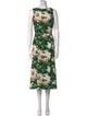 Oscar de la Renta Floral Print Midi Length Dress