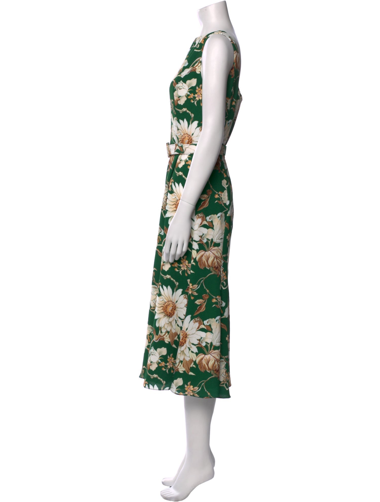 Oscar de la Renta Floral Print Midi Length Dress