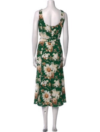Oscar de la Renta Floral Print Midi Length Dress