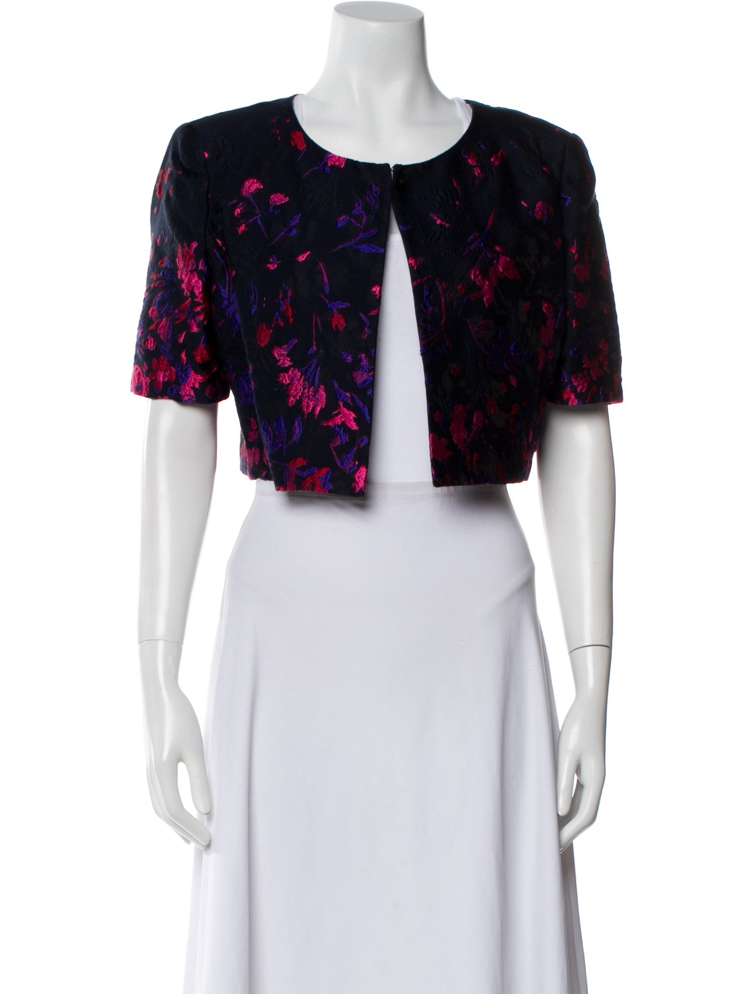 Oscar de la Renta Jacquard Floral Print Bolero