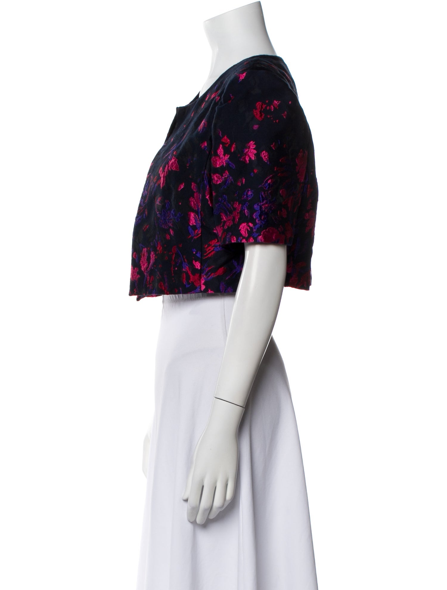 Oscar de la Renta Jacquard Floral Print Bolero