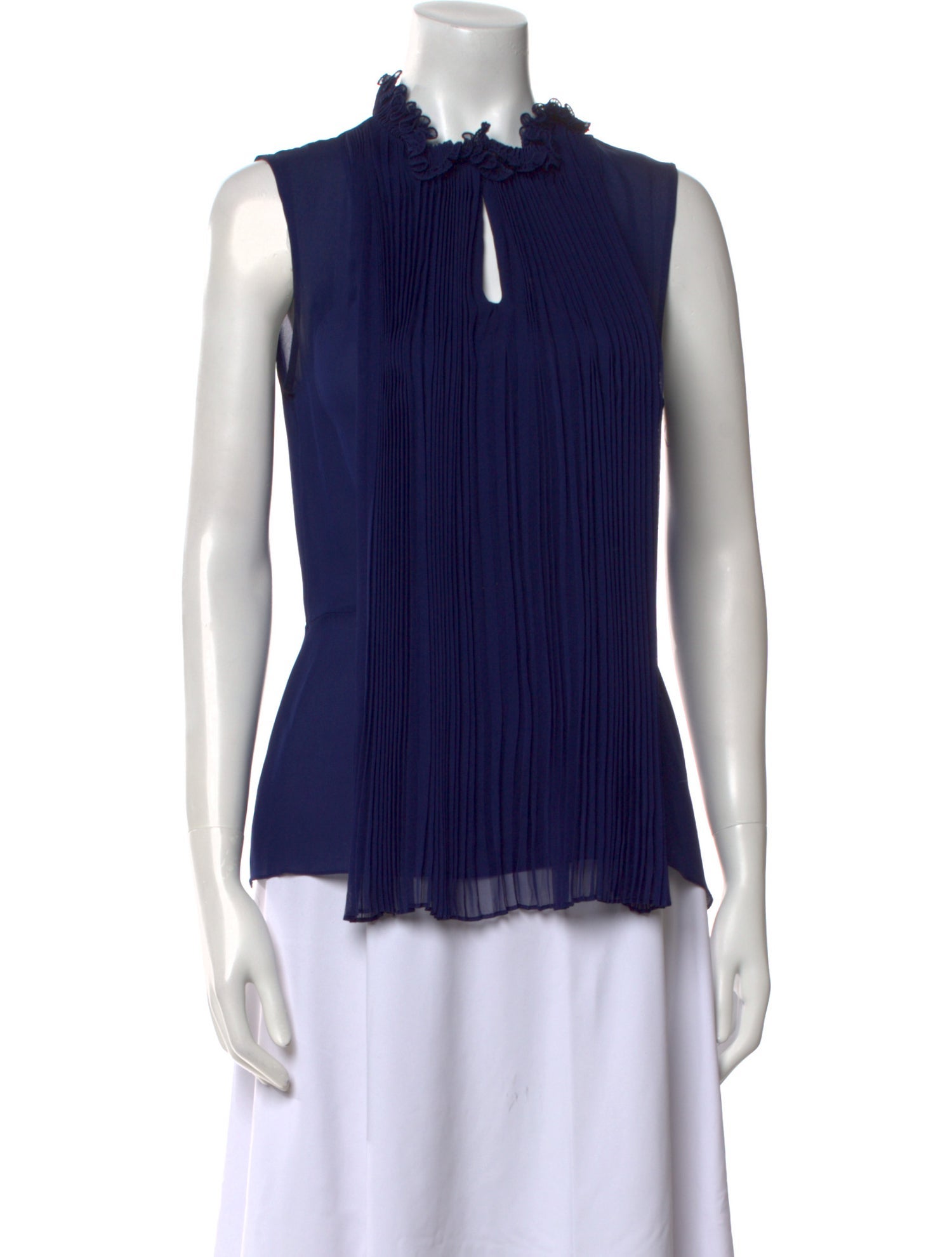 Oscar de la Renta Silk Mock Neck Blouse