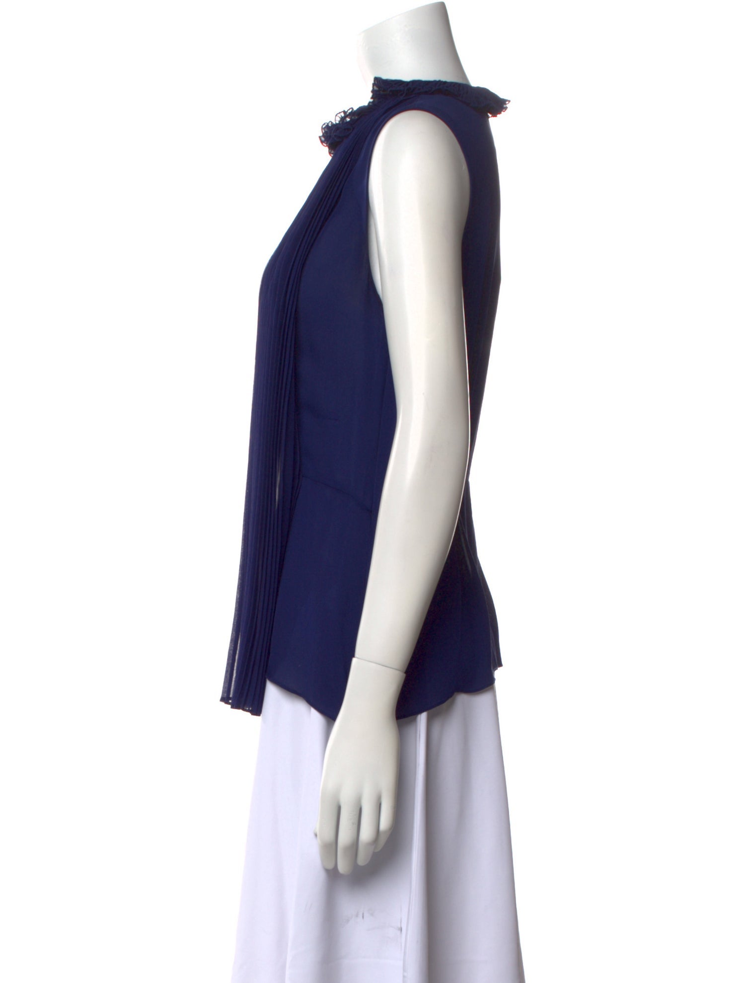 Oscar de la Renta Silk Mock Neck Blouse