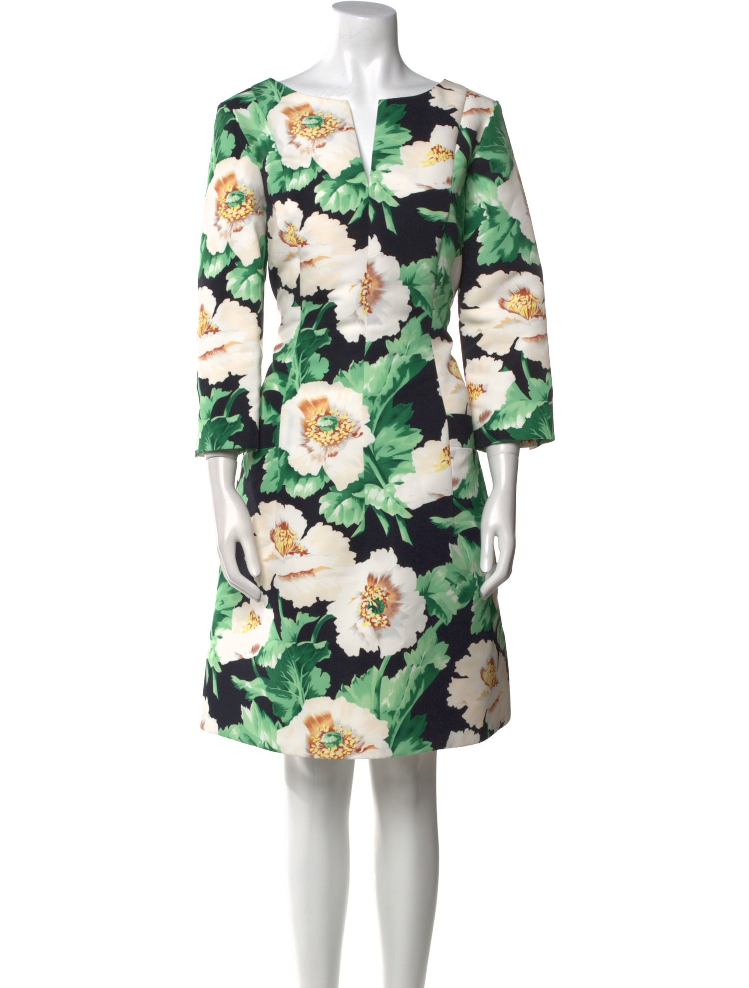 Oscar de la Renta Floral Print Knee-Length Dress