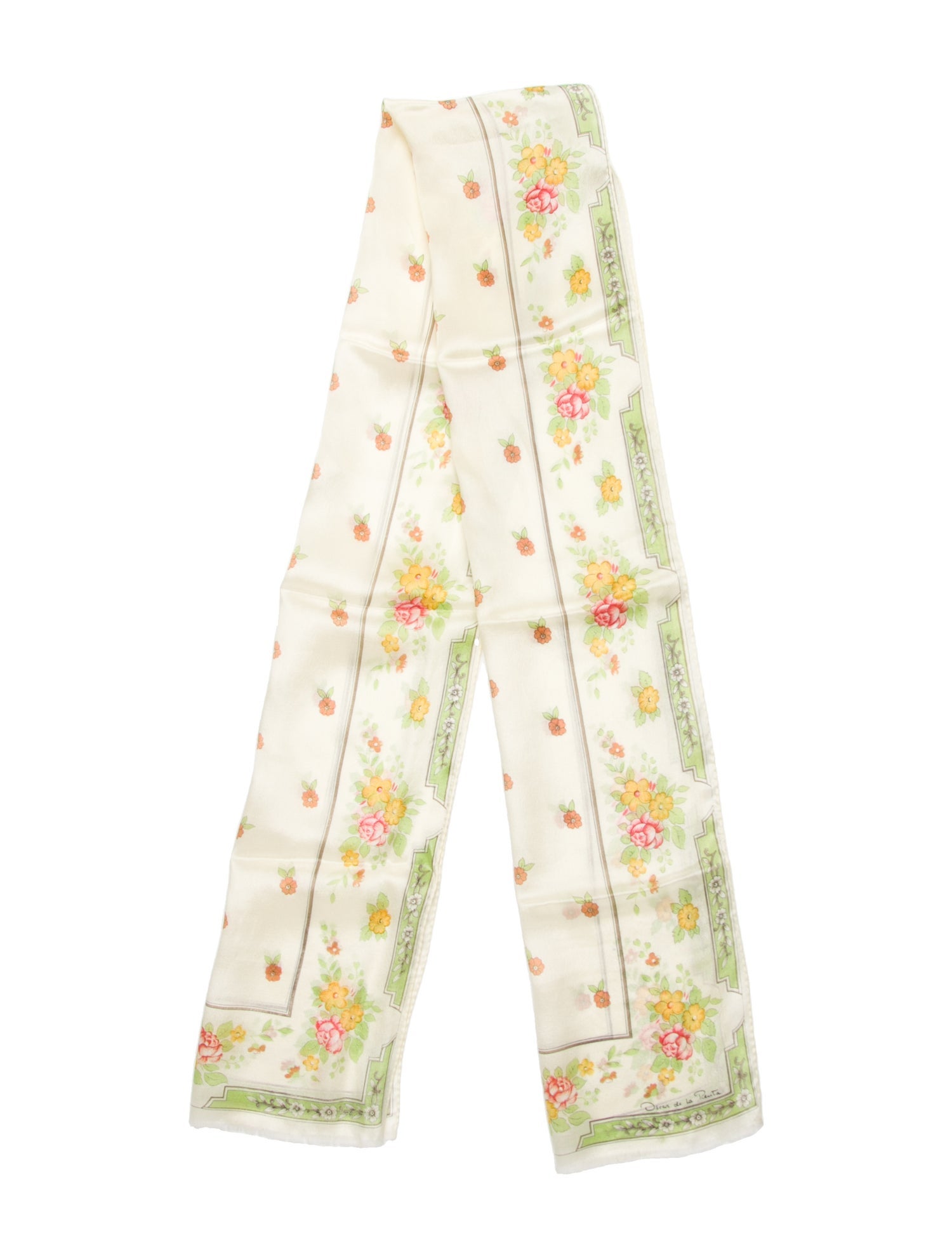 Oscar de la Renta Silk Floral Print Scarf
