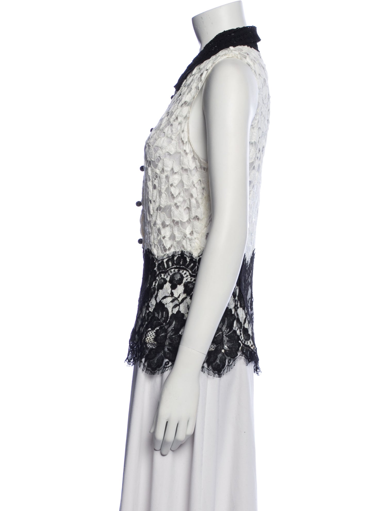Oscar de la Renta Silk Lace Pattern Top