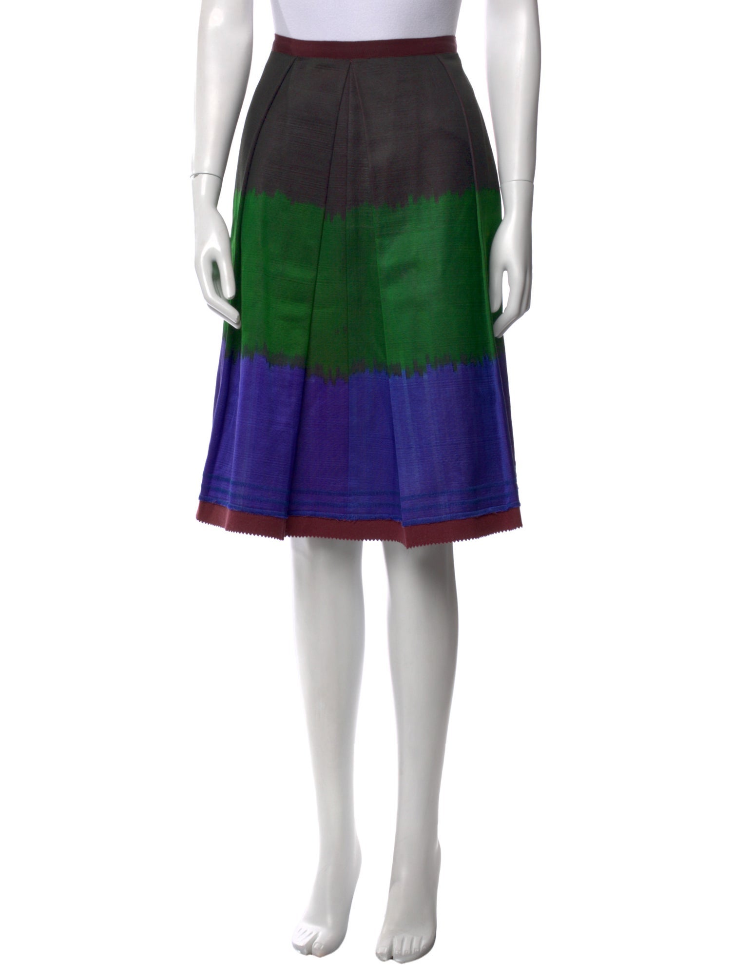 Oscar de la Renta Colorblock Pattern Knee-Length Skirt