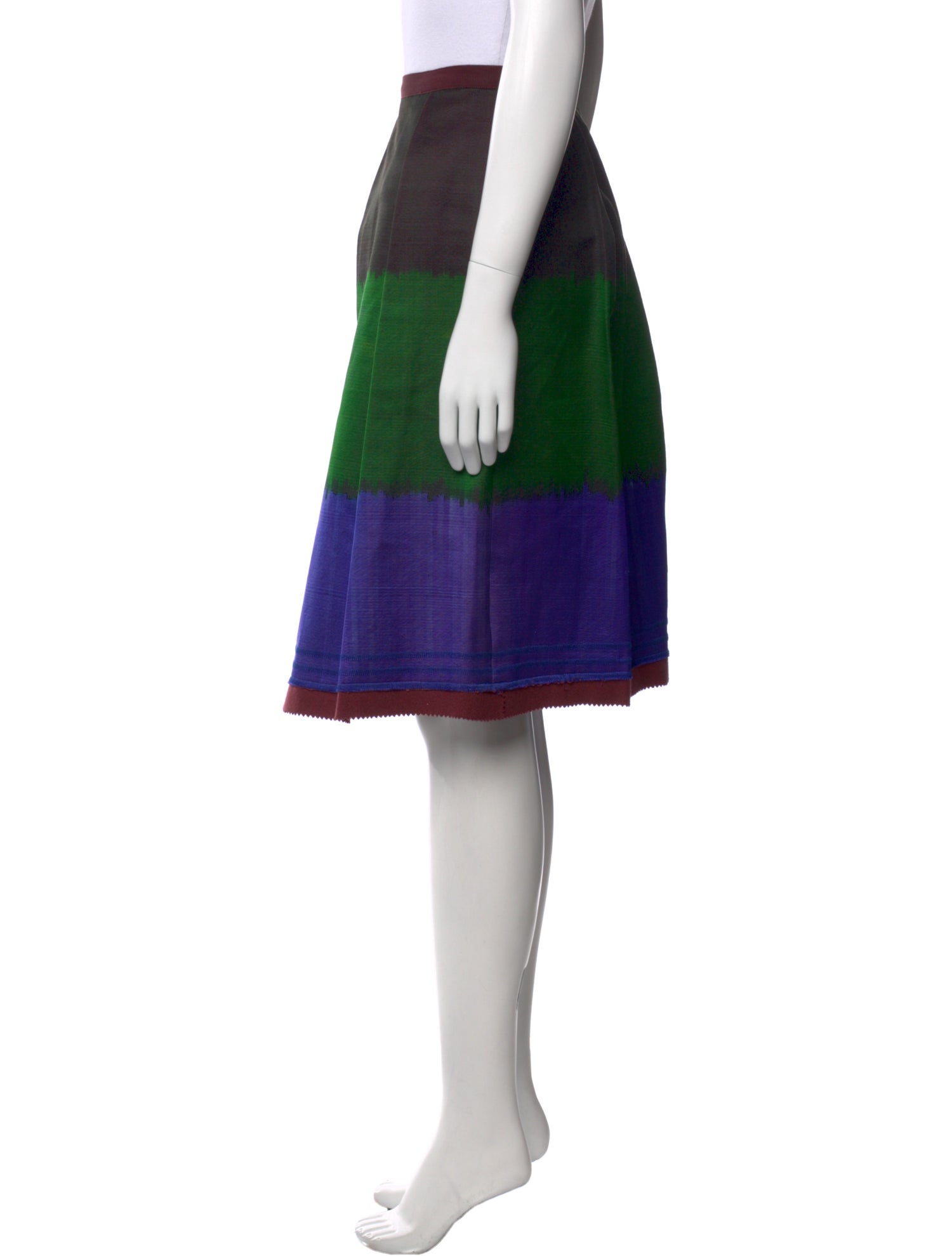 Oscar de la Renta Colorblock Pattern Knee-Length Skirt