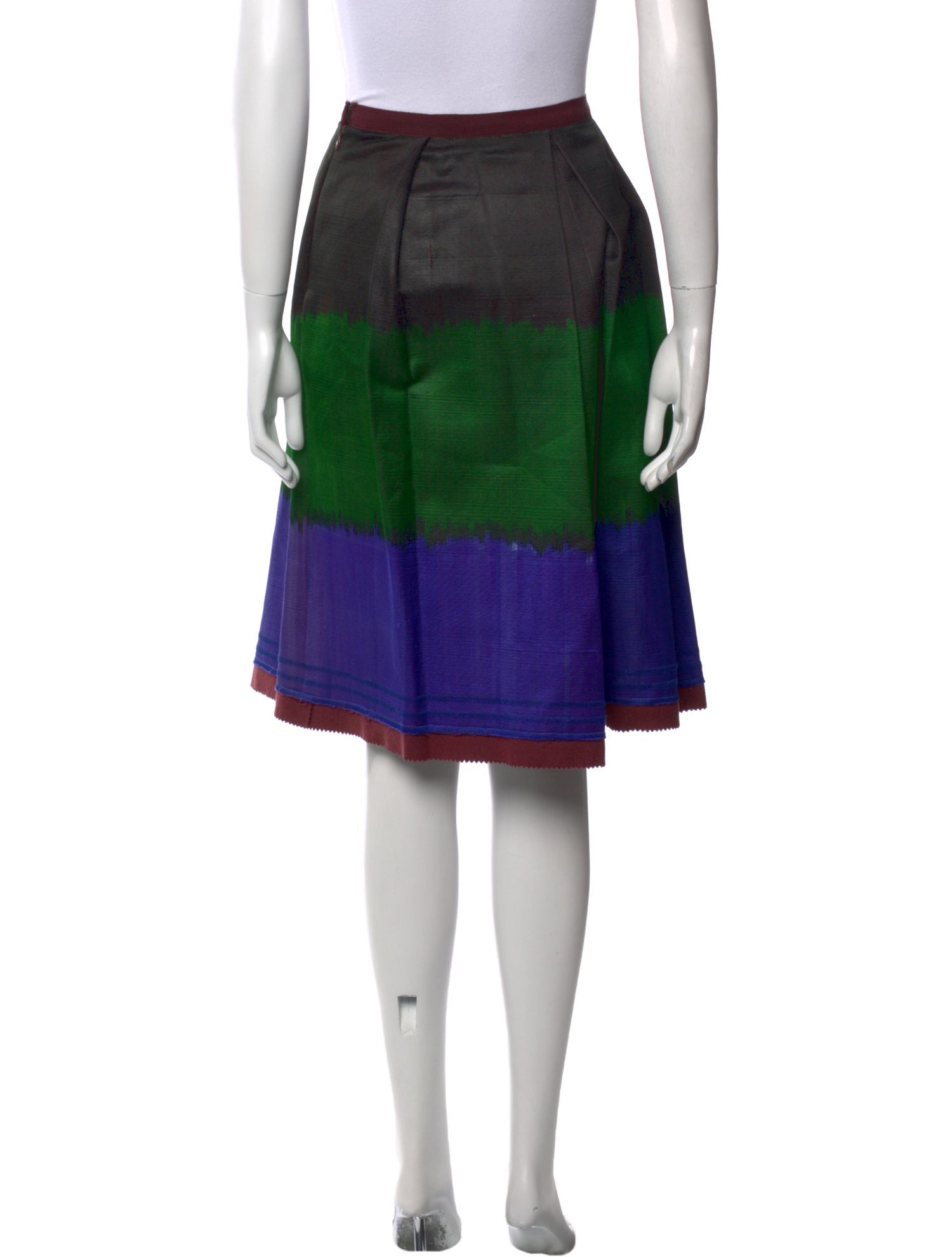 Oscar de la Renta Colorblock Pattern Knee-Length Skirt