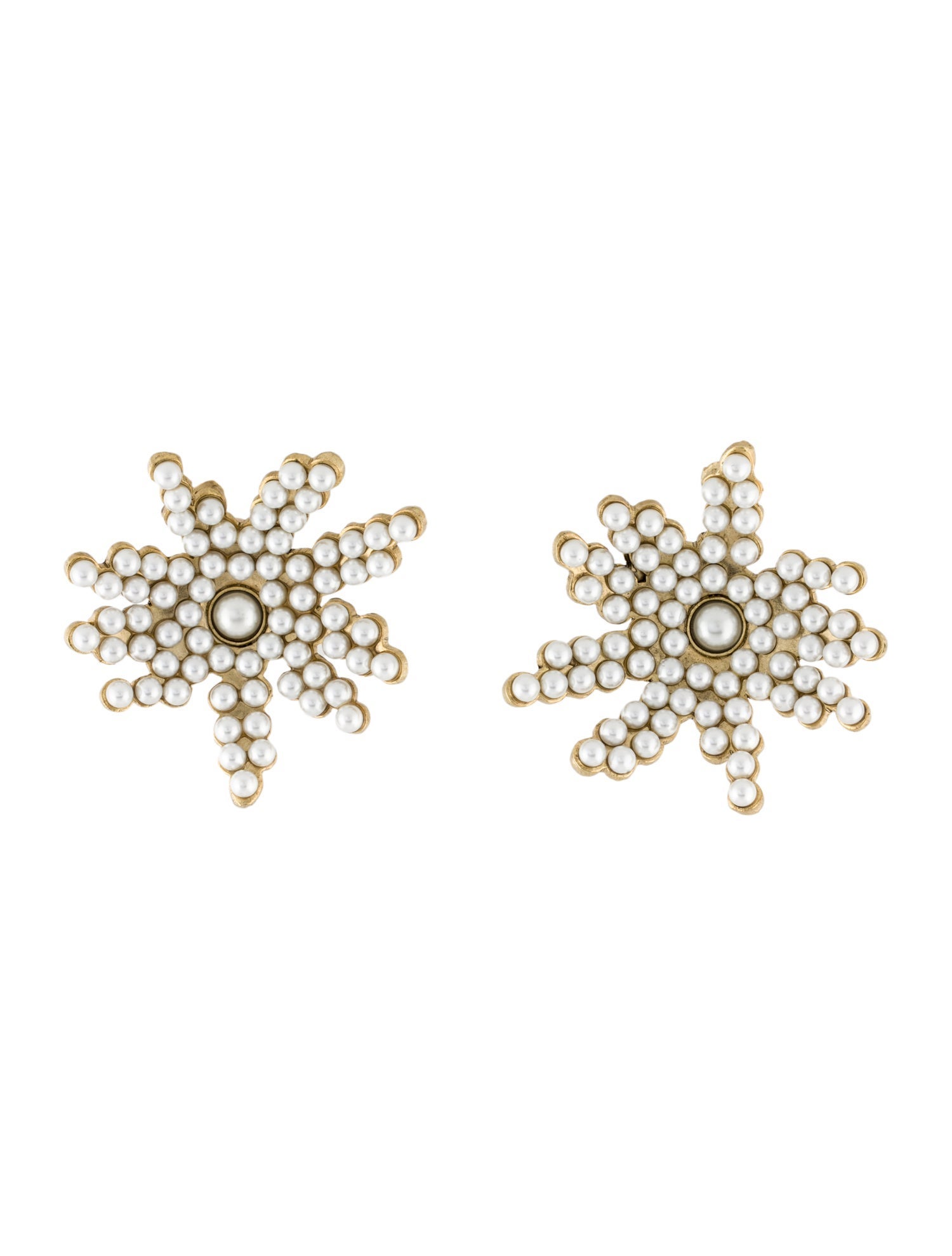 Oscar de la Renta Faux Pearl Flower Clip-On Earrings
