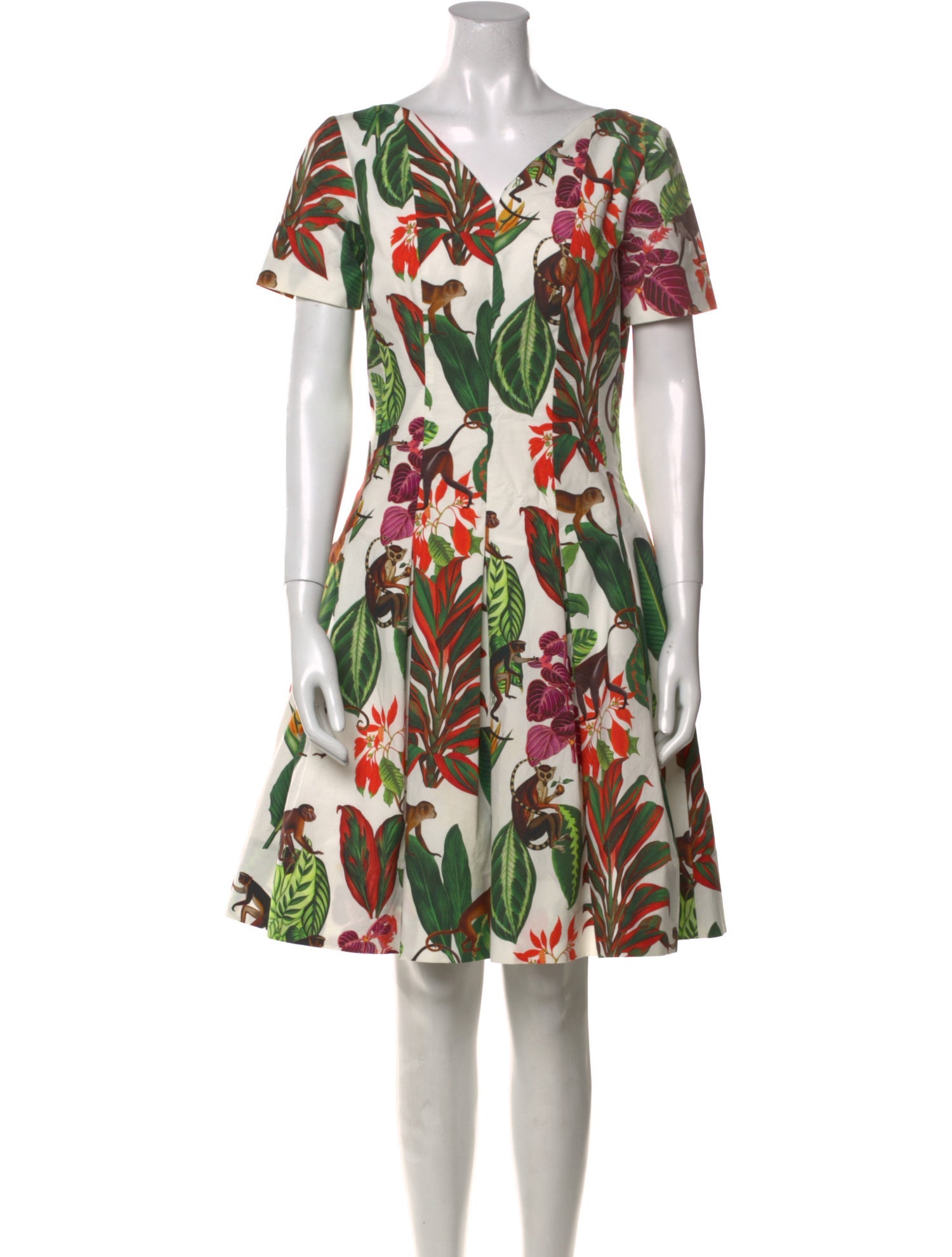 Oscar de la Renta Floral Print Knee-Length Dress