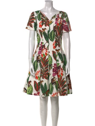 Oscar de la Renta Floral Print Knee-Length Dress