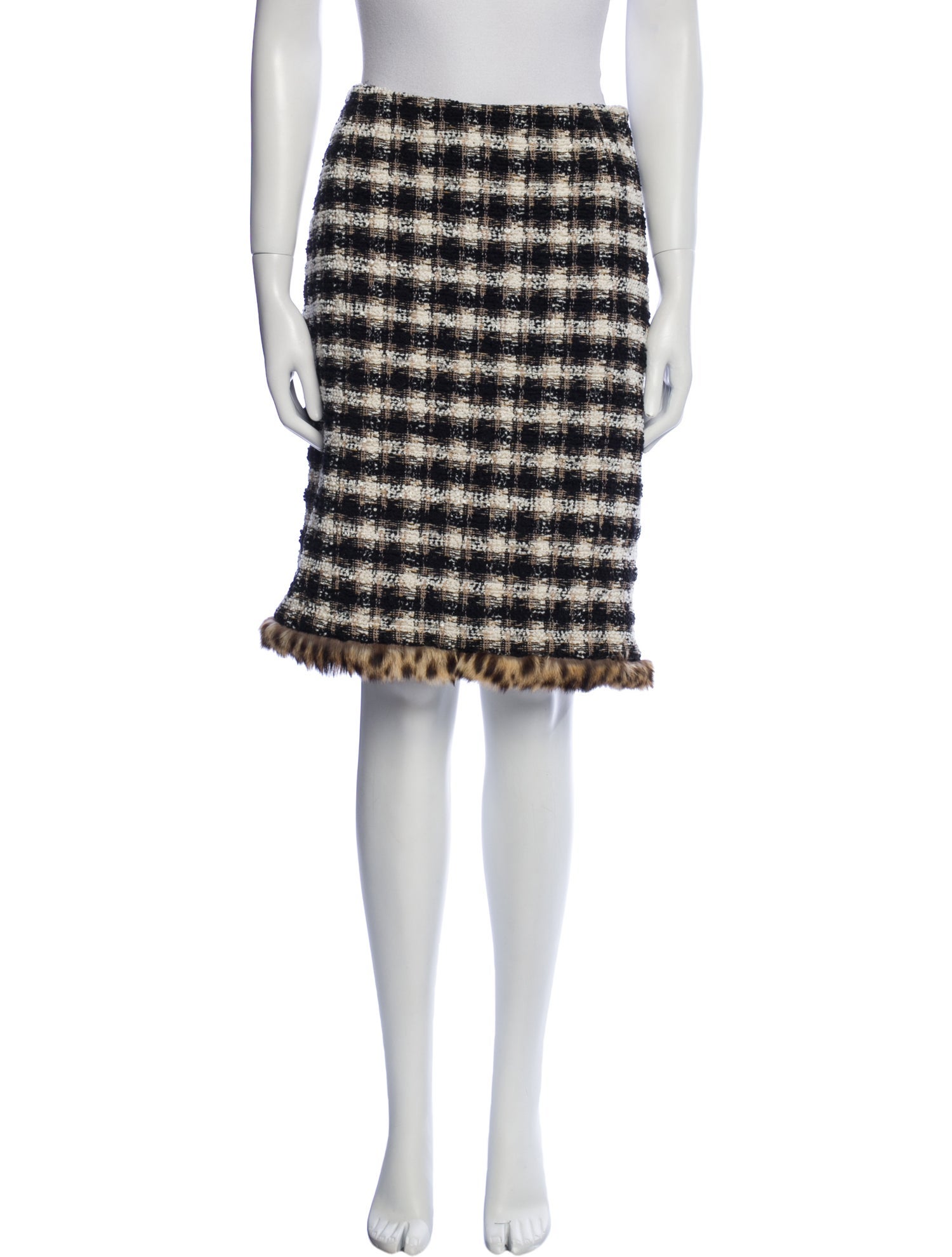 Oscar de la Renta Tweed Pattern Knee-Length Skirt