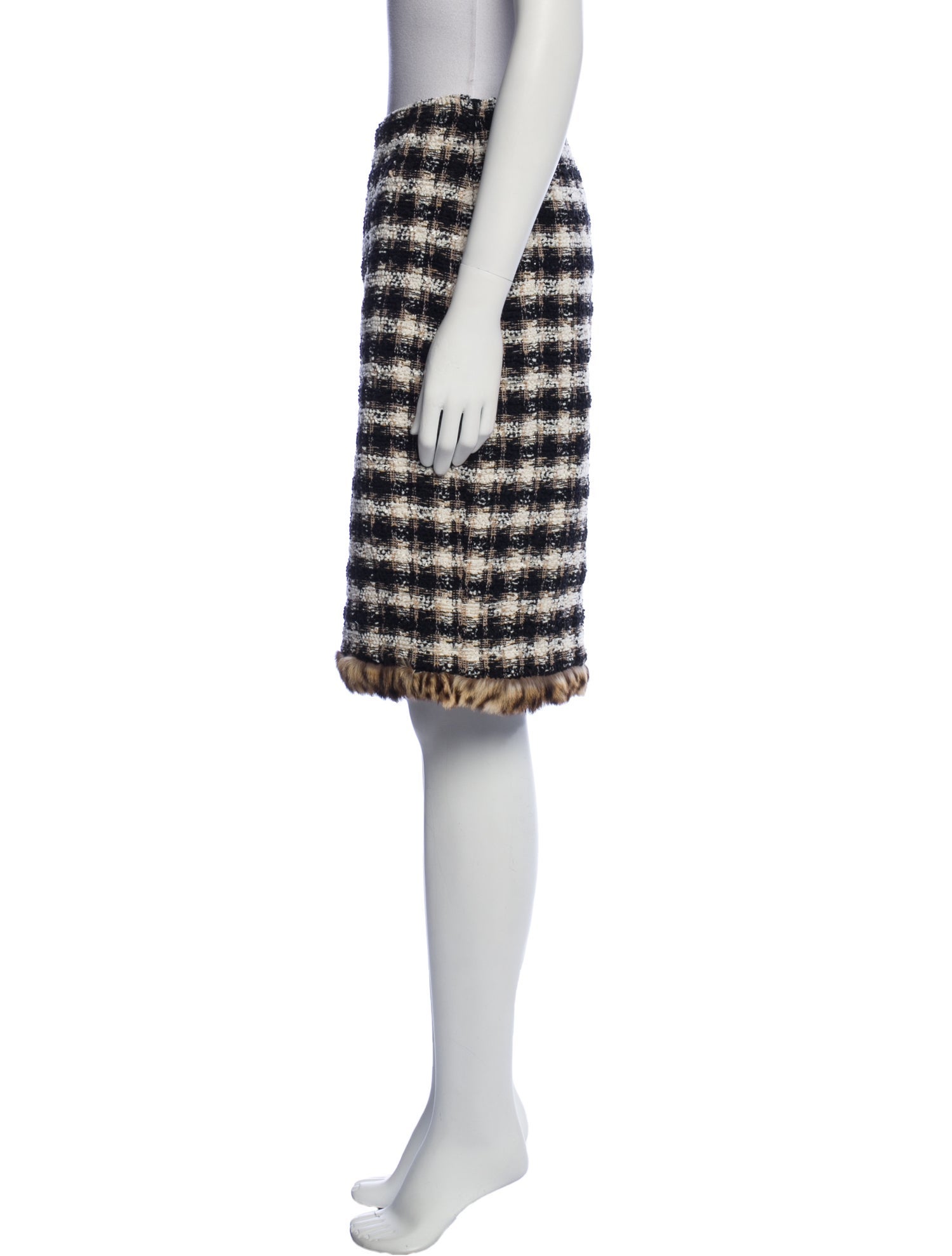 Oscar de la Renta Tweed Pattern Knee-Length Skirt