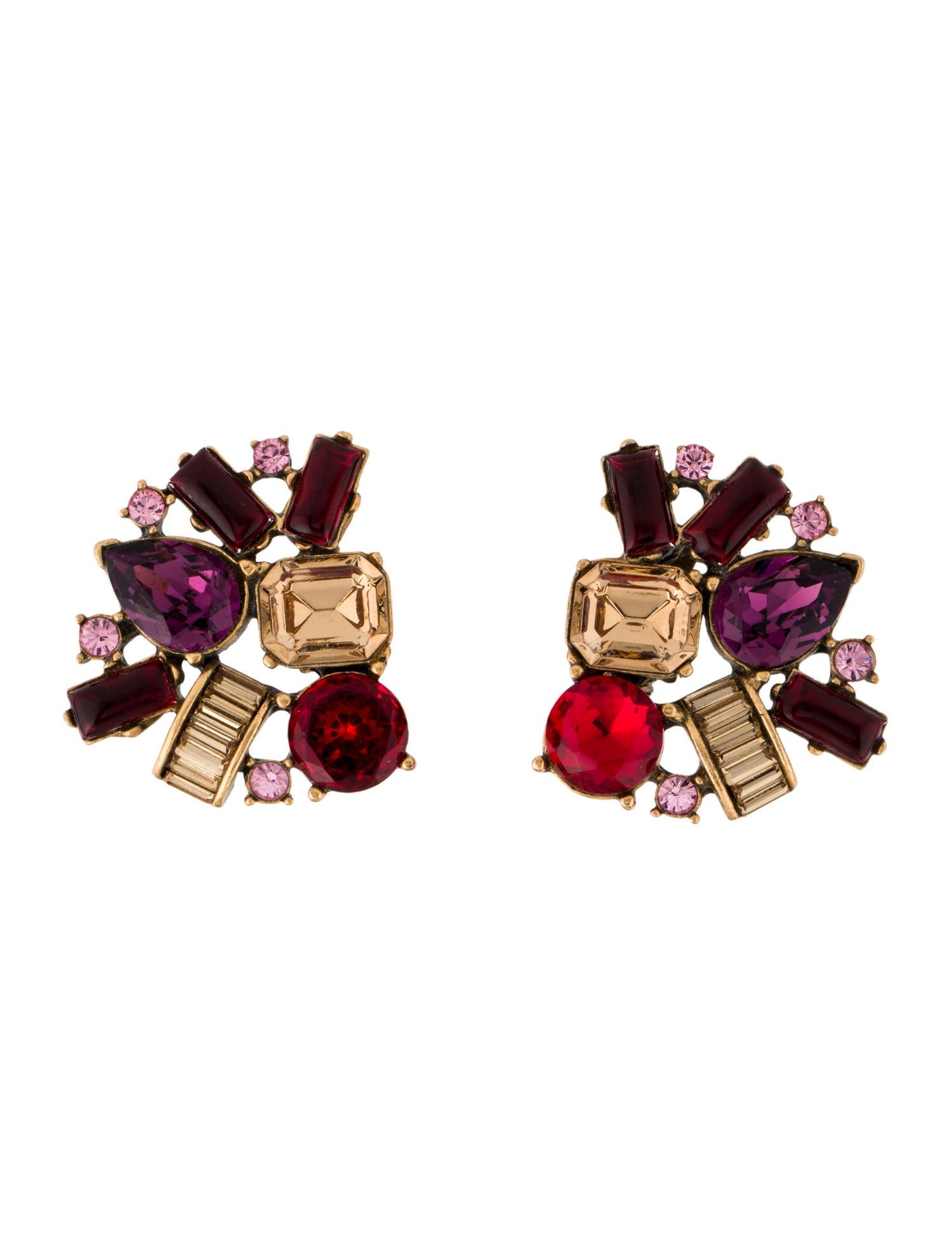 Oscar de la Renta Crystal & Resin Clip-On Earrings