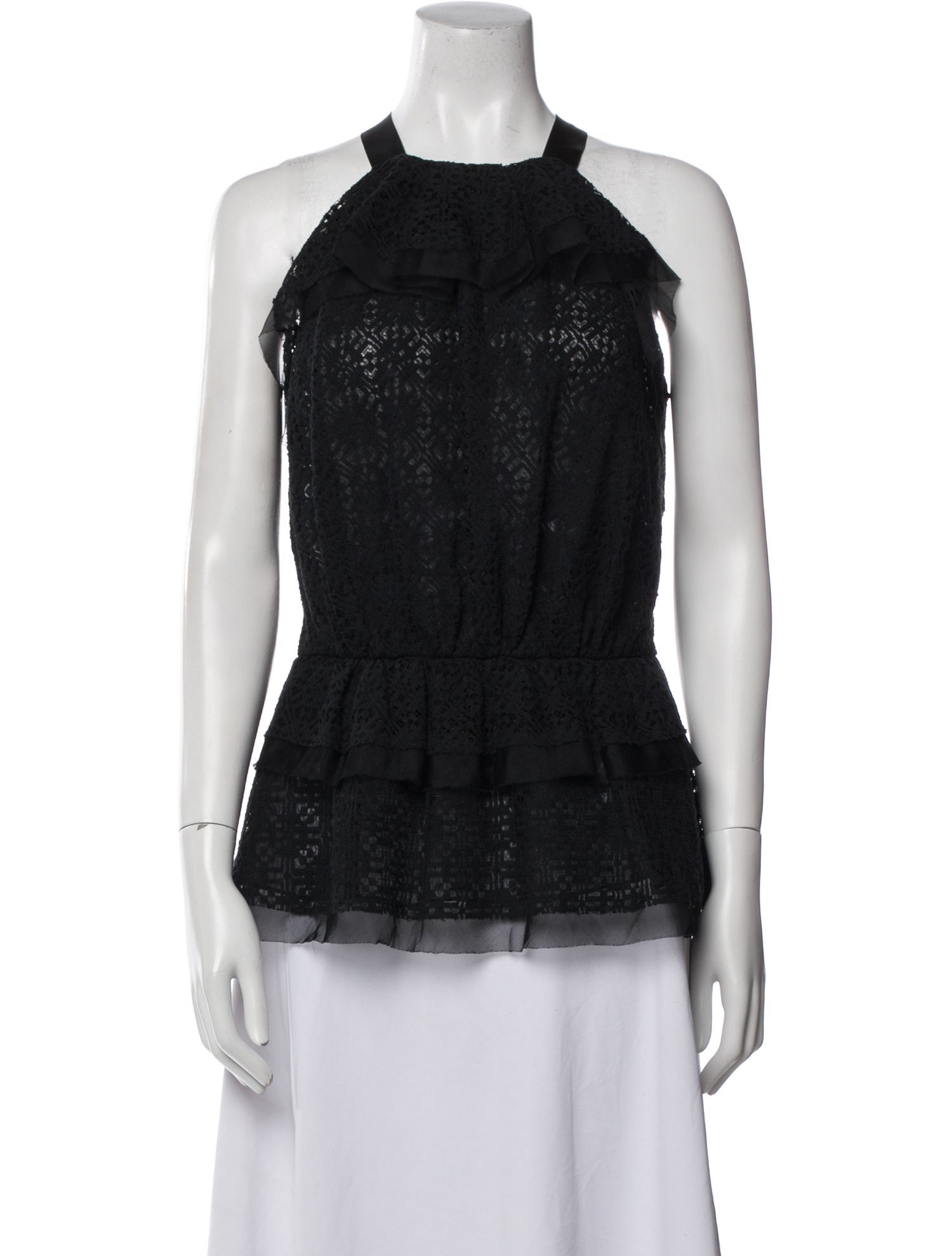 Oscar de la Renta Halterneck Sleeveless Blouse