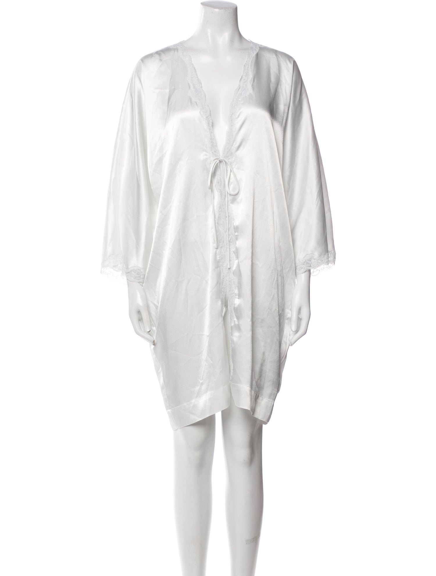 Oscar de la Renta Lace Trim Embellishment Robe