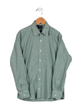 Oscar de la Renta Boys' Checkprint Button Up Shirt