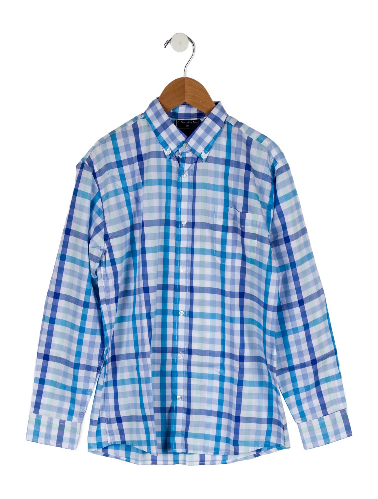 Oscar de la Renta Boys' Checkprint Button Up Shirt