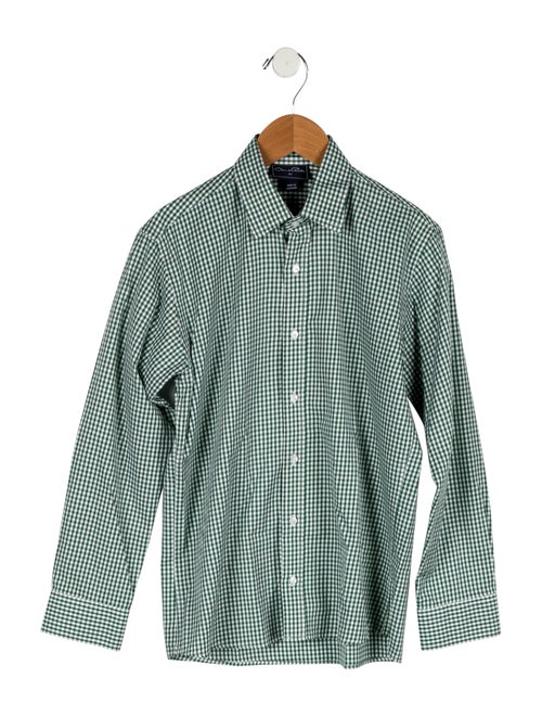 Oscar de la Renta Boys' Checkprint Button Up Shirt