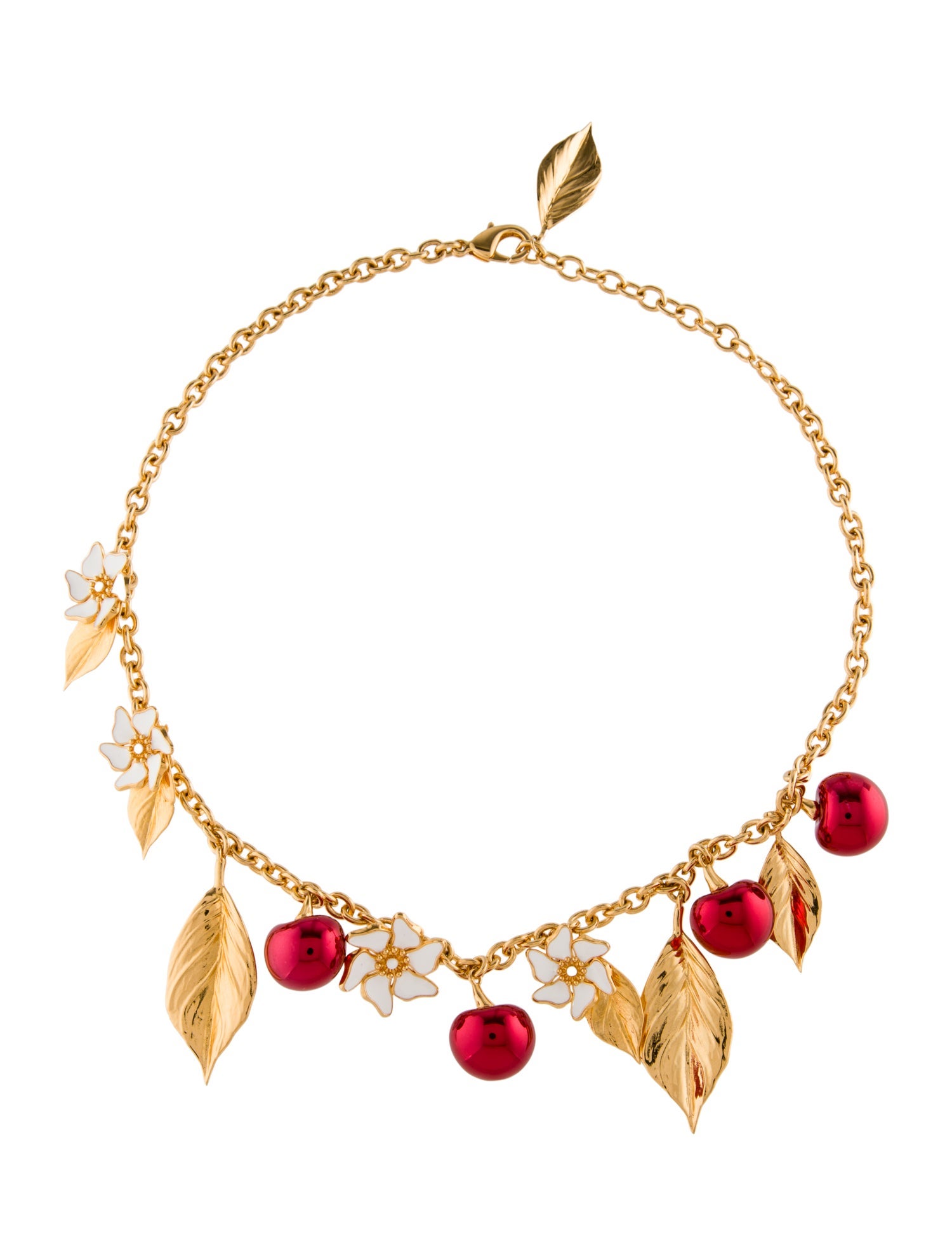 Oscar de la Renta Enamel Cherry Collar Necklace