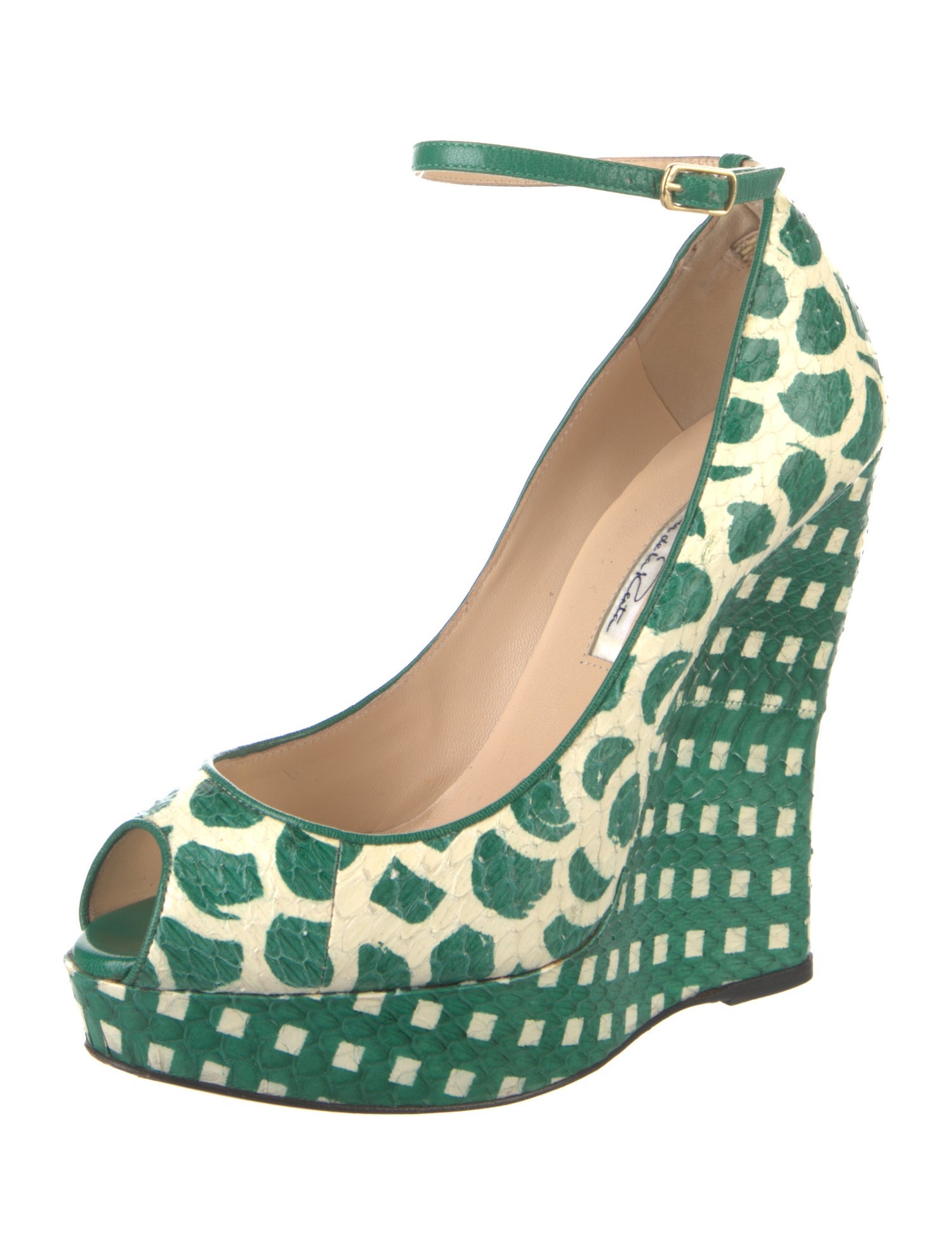 Oscar de la Renta Snakeskin Printed Pumps