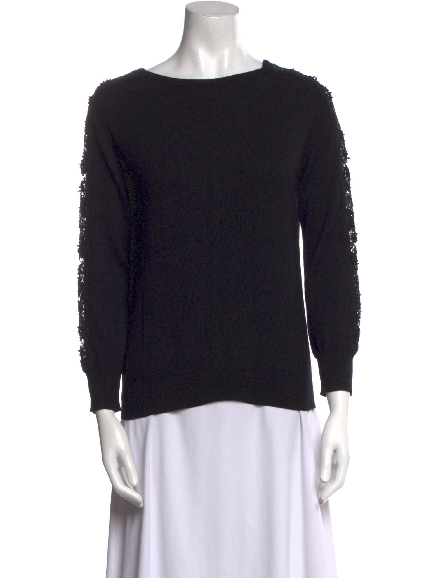 Oscar de la Renta Virgin Wool Bateau Neckline Sweater