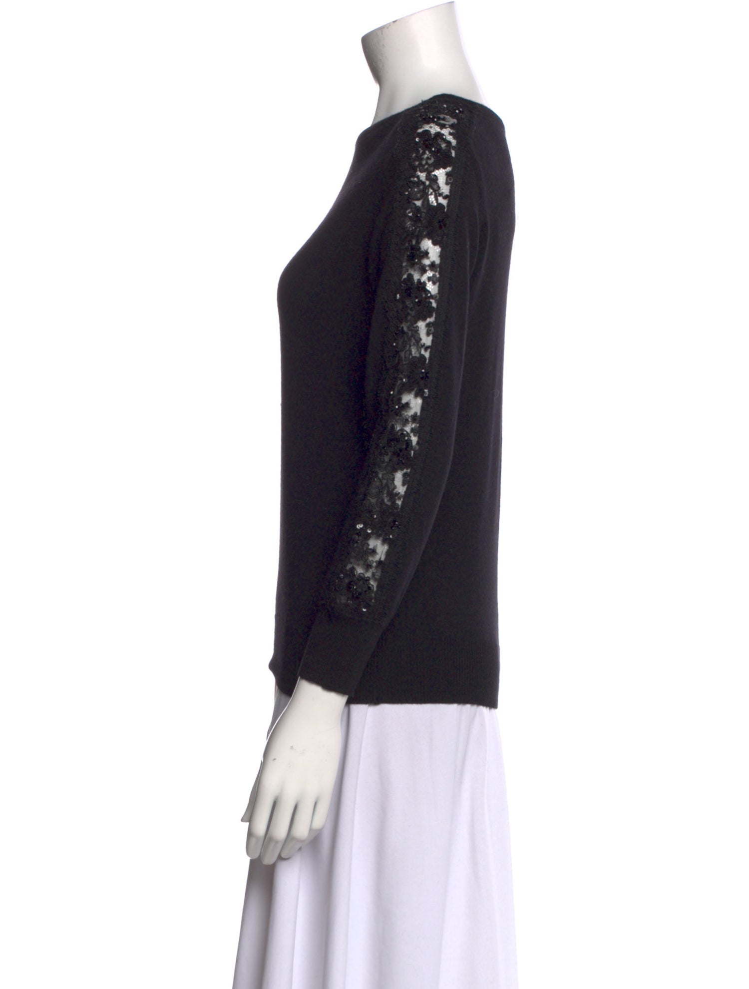 Oscar de la Renta Virgin Wool Bateau Neckline Sweater