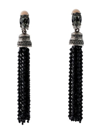 Oscar de la Renta Crystal Tassel Drop Clip-On Earrings