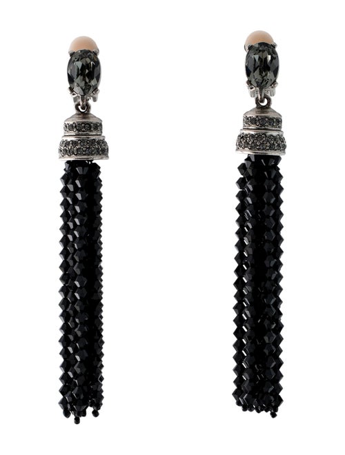 Oscar de la Renta Crystal Tassel Drop Clip-On Earrings