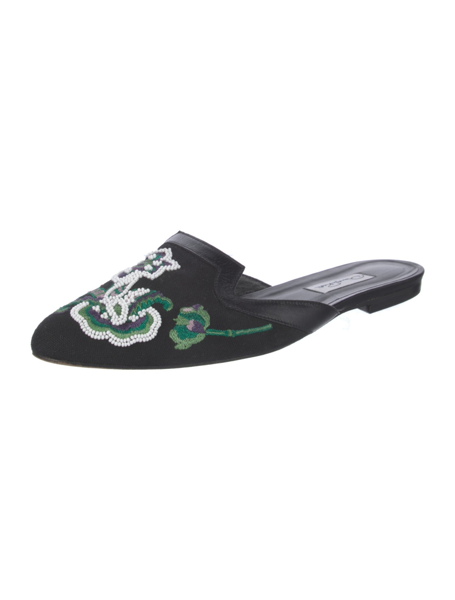 Oscar de la Renta Canvas Floral Print Mules