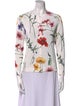 Oscar de la Renta Floral Print Crew Neck Sweater