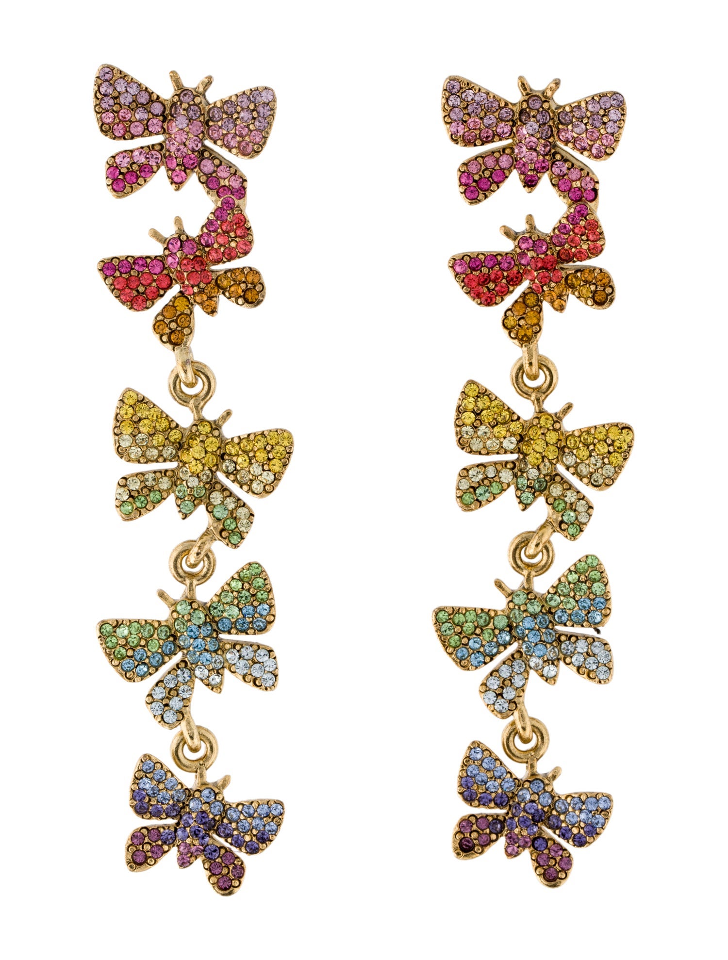 Oscar de la Renta Crystal Butterfly Chandelier Earrings