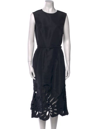 Oscar de la Renta Silk Midi Length Dress