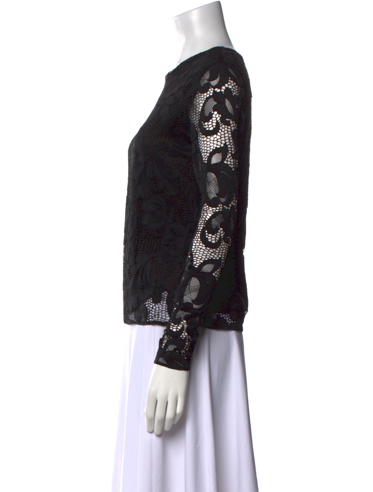 Oscar de la Renta Lace Pattern Crew Neck Top