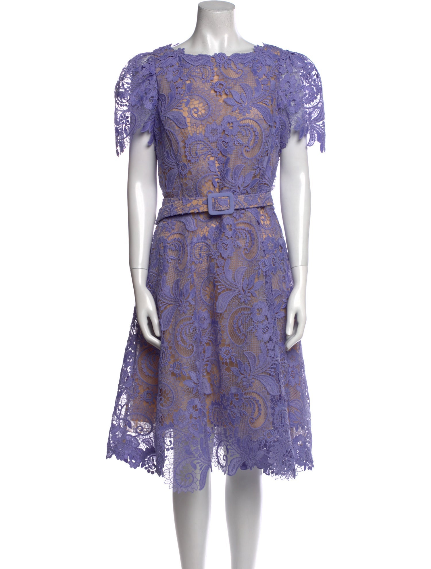 Oscar de la Renta Lace Pattern Knee-Length Dress