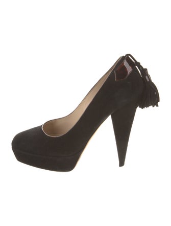 Oscar de la Renta Suede Tassel Accents Pumps
