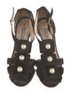 Oscar de la Renta Satin Beaded Accents Slingback Sandals