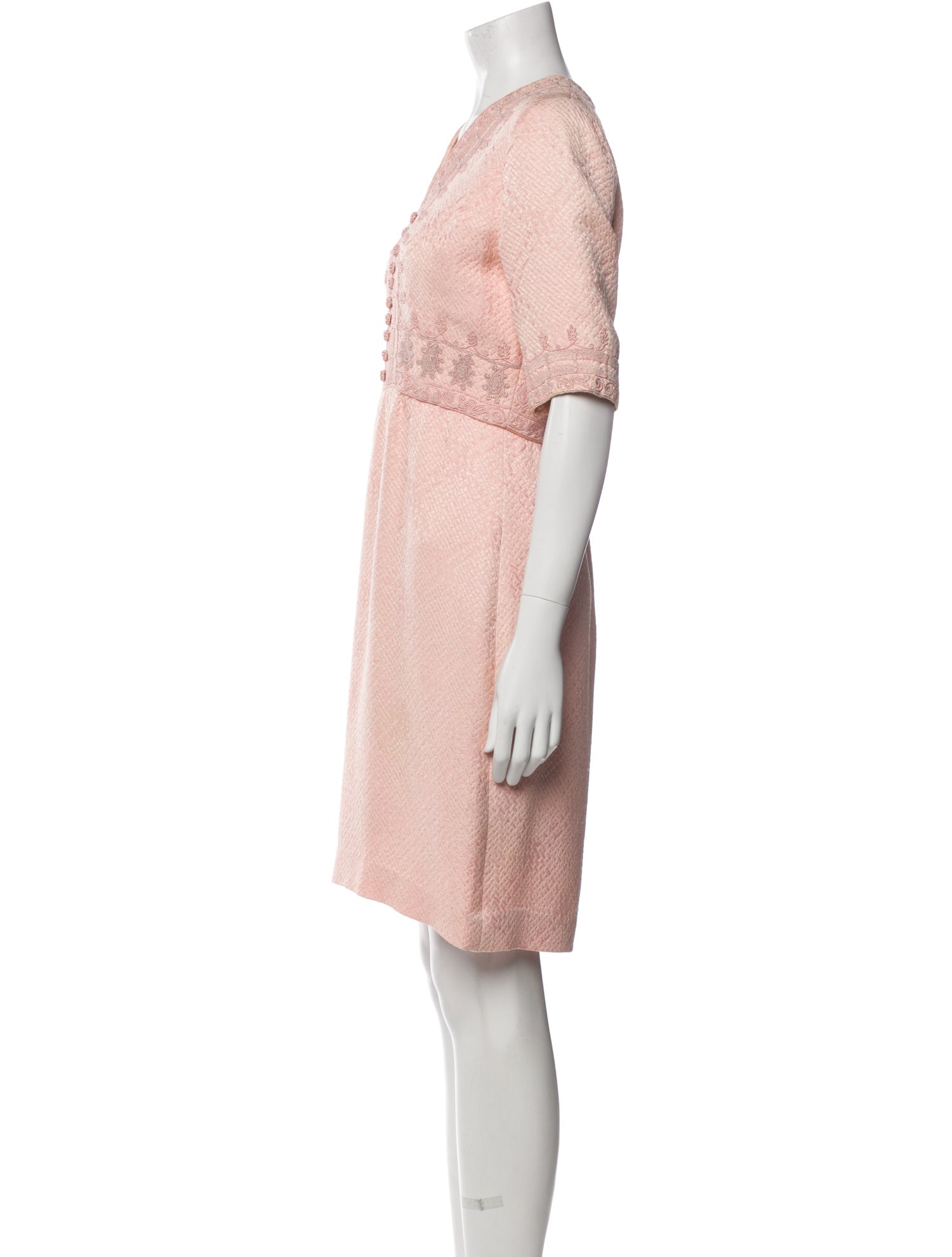 Oscar de la Renta V-Neck Knee-Length Dress