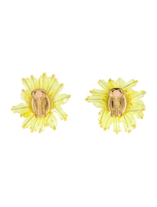 Oscar de la Renta Crystal Beaded Flower Clip-On Earrings