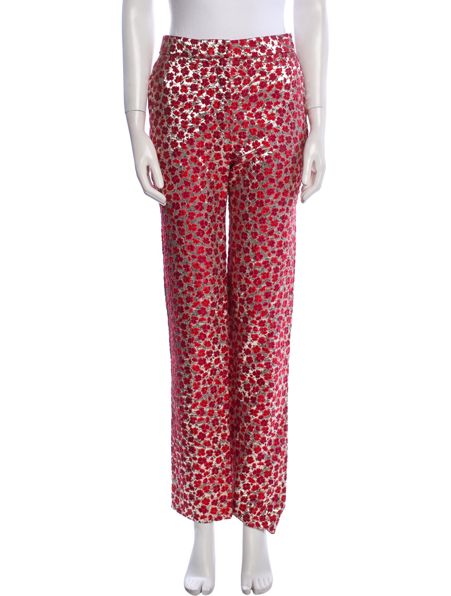 Oscar de la Renta Floral Print Straight Leg Pants