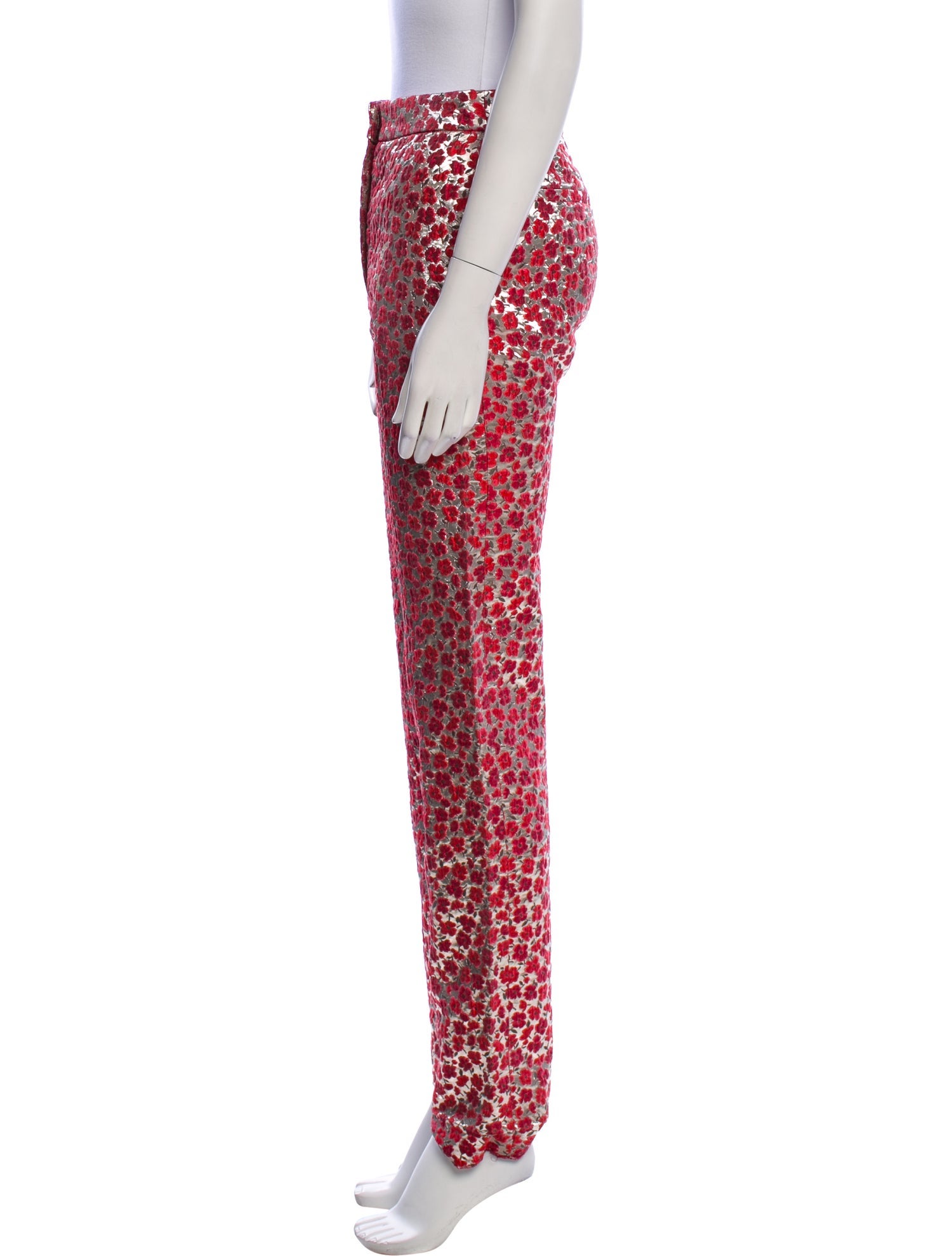 Oscar de la Renta Floral Print Straight Leg Pants
