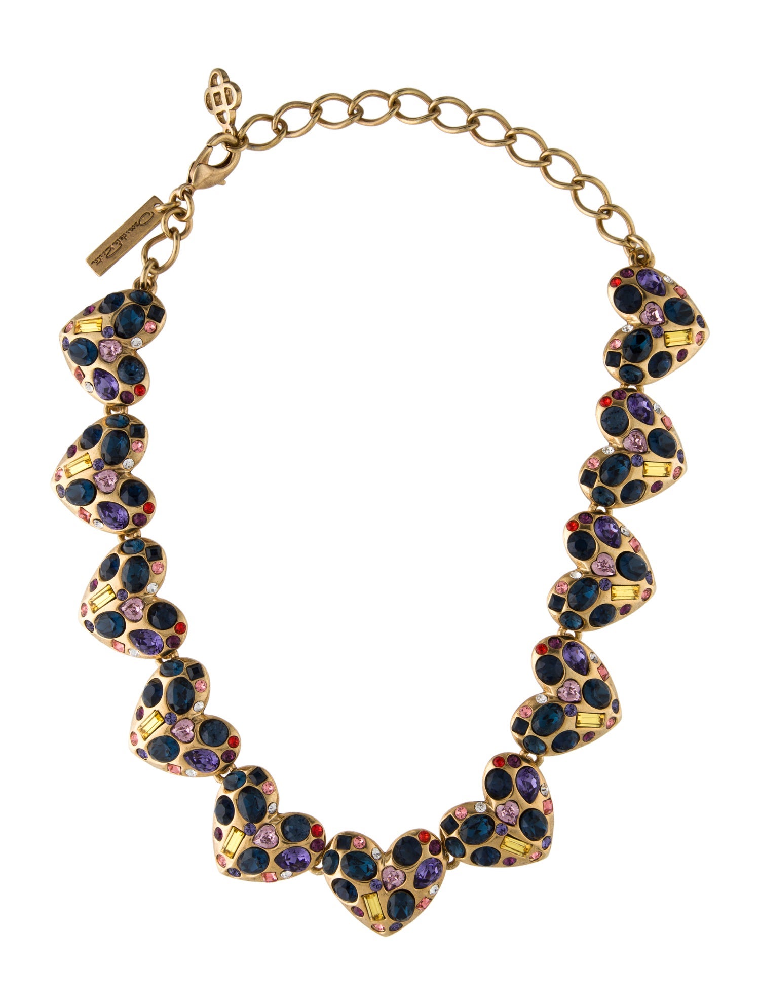 Oscar de la Renta Crystal Heart Collar Necklace